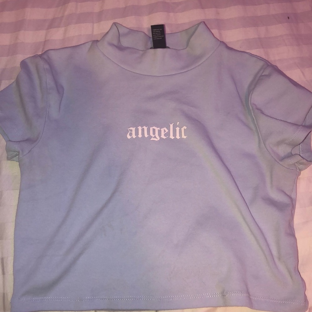 baby blue angelic turtleneck crop top